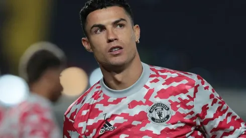 Cristiano Ronaldo en calentamiento con United.