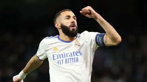 Karim Benzema y su festejo por el gol 1000 de Real Madrid en Champions League.