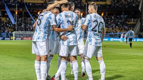 Festejo de gol de Argentina.