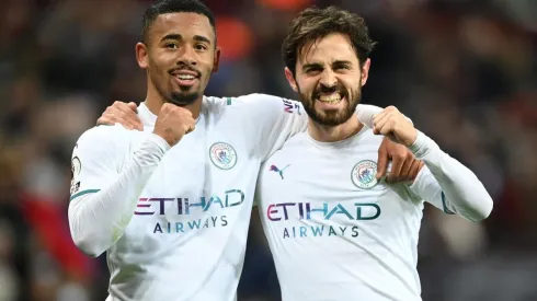 Gabriel Jesús y Bernardo Silva celebrando el segundo gol.