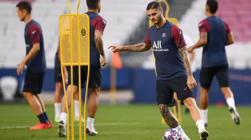 Mauro Icardi en un entrenamiento del PSG.