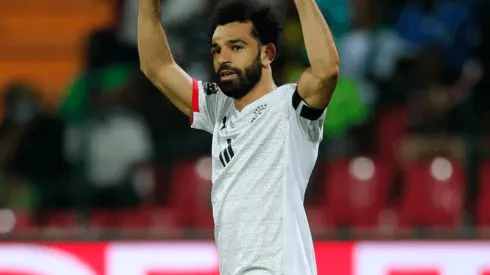 Festejo de gol de Mo Salah.