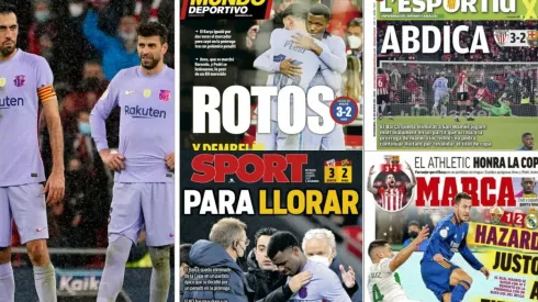 Las portadas de los medios tras la eliminación del Barcelona.