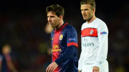 David Beckham enfrentando a Messi en 2012 - PSG - Barcelona