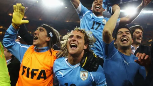 Jugadores de Uruguay en Sudáfrica 2010.