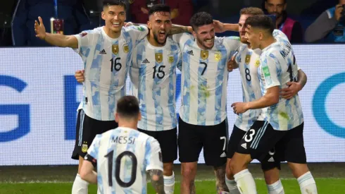 Festejo de gol de Argentina.