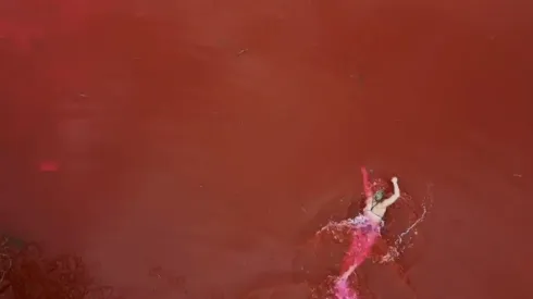 Campeona olímpica nada en "agua con sangre" frente a la embajada rusa