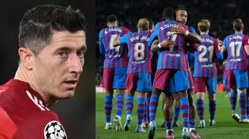 Robert Lewandowski y jugadores del Barcelona.
