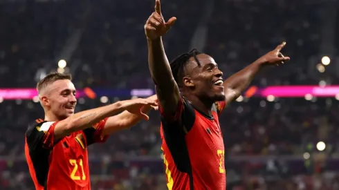 Michy Batshuayi celebra su gol para Bélgica ante Canadá por el Mundial de Qatar 2022.