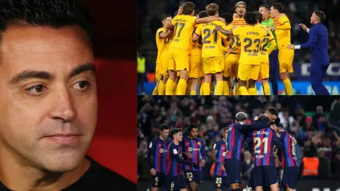 Xavi Hernández y sus jugadores.