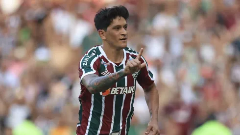 RIO DE JANEIRO, BRAZIL - MARCH 18: German Cano of Fluminense celebrates after scoring the sixth goal of his team during a Campeonato Carioca 2023 second-leg semifinal match between Fluminense and Volta Redonda at Maracana Stadium on March 18, 2023 in Rio de Janeiro, Brazil. (Photo by Buda Mendes/Getty Images)