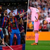 Las burlas de la afición del Barca por el descenso del Espanyol