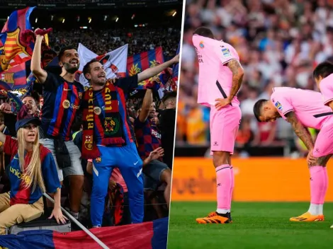 Las burlas de la afición del Barca por el descenso del Espanyol
