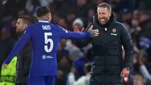 Graham Potter y Enzo Fernández en la época que coincidieron en Chelsea. Getty Images.