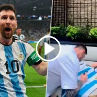 VIDEO  Messi firmó una camiseta de Argentina y le agregó la tercera estrella a mano