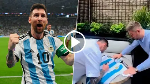 VIDEO | Messi firmó una camiseta de Argentina y le agregó la tercera estrella a mano