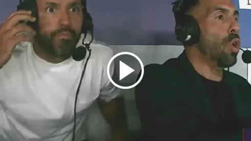 Kun Agüero y Tevez sufrieron en la última jugada y luego festejaron.