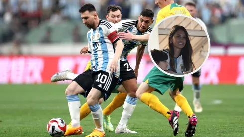 La historia de Antonella Roccuzzo durante el partido de Argentina (Getty)