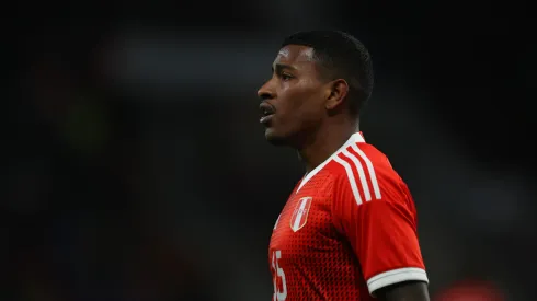 MAINZ, GERMANY - MARCH 25: Miguel Araujo of Peru reacts during an international friendly match between Germany and Peru at MEWA Arena on March 25, 2023 in Mainz, Germany. (Photo by Alex Grimm/Getty Images)
