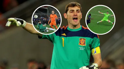 Iker Casillas diferenció su atajada a Arjen Robben en Sudáfrica 2010 a la de Emiliano Martínez a Randal Kolo Muani en Qatar 2022. Getty Images.