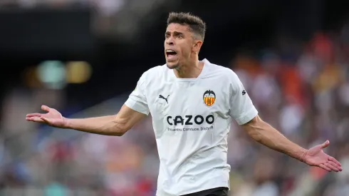 VALENCIA, SPAIN - MAY 03: Gabriel Paulista of Valencia CF reacts during the LaLiga Santander match between Valencia CF and Villarreal CF at Estadio Mestalla on May 03, 2023 in Valencia, Spain. (Photo by Aitor Alcalde/Getty Images)