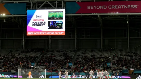 DUNEDIN, NEW ZEALAND - JULY 21: Players of Switzerland wait for a VAR decision during the FIFA Women's World Cup Australia & New Zealand 2023 Group A match between Philippines and Switzerland at Dunedin Stadium on July 21, 2023 in Dunedin, New Zealand. (Photo by Lars Baron/Getty Images)