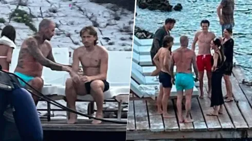 David Beckham y Luka Modric se juntaron en una playa de Croacia.