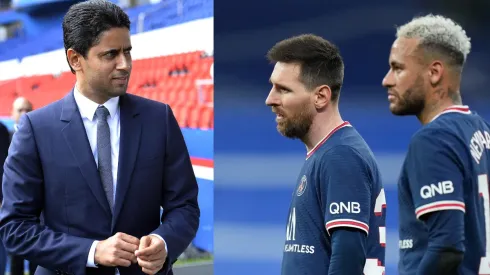 Nasser Al-Khelaifi, Neymar y Lionel Messi.