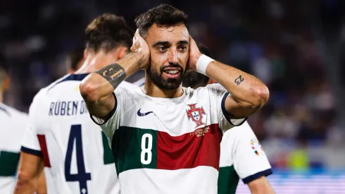 Bruno Fernandes y su festejo de gol ante Eslovaquia.