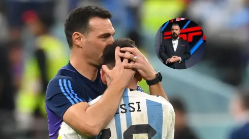 Leo Messi, Lionel Scaloni y Álvaro Morales.