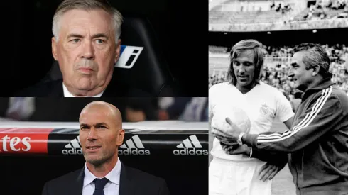 Carlo Ancelotti, Zinedine Zidane y Miguel Muñoz.