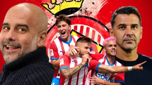 Pep Guardiola, Michel y su sombra en Girona.
