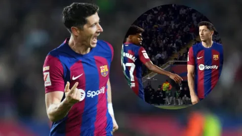 Robert Lewandowski y Lamine Yamal en Barcelona.