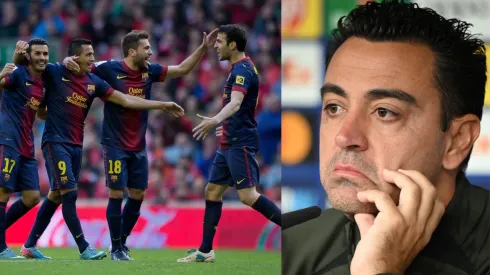 Xavi y jugadores del Barcelona. 
