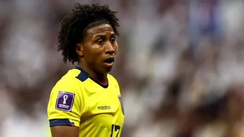 AL KHOR, QATAR - NOVEMBER 20: Angelo Preciado of Ecuador looks on during the FIFA World Cup Qatar 2022 Group A match between Qatar and Ecuador at Al Bayt Stadium on November 20, 2022 in Al Khor, Qatar. (Photo by Francois Nel/Getty Images)