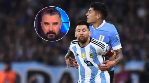 Álvaro Morales, Lionel Messi y Mathías Olivera.