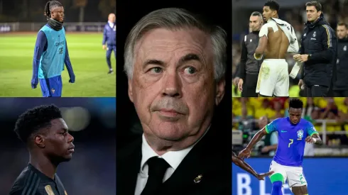 Carlo Ancelotti y algunos de sus lesionados en Real Madrid.