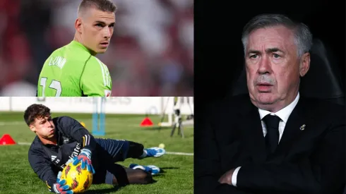 Carlo Ancelotti, Kepa y Andriy Lunin.