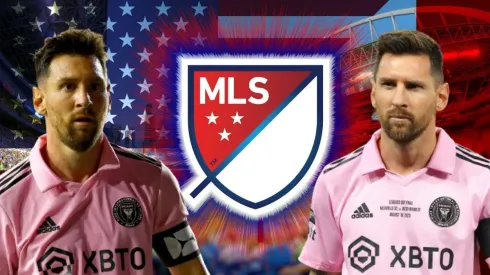 Lionel Messi y logo de la MLS.