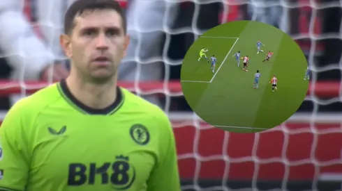 Dibu Martínez y su atajadón para Aston Villa.