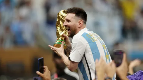 Lionel Messi y sus festejos en Lusail tras conseguir la Copa del Mundo.
