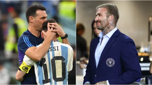 Lionel Scaloni, Leo Messi y David Beckham.