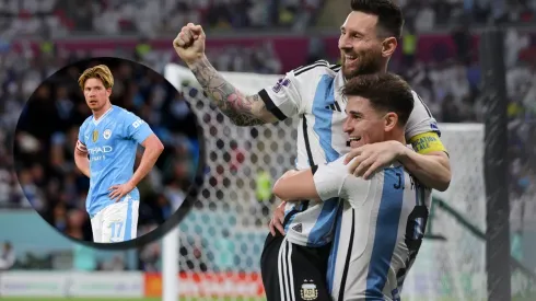 Julián Álvarez, Lionel Messi y Kevin De Bruyne.