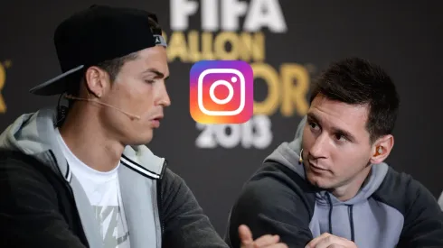 Cristiano Ronaldo, el logo de Instagram y Messi.