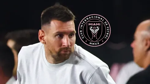Lionel Messi y el escudo de Inter Miami.