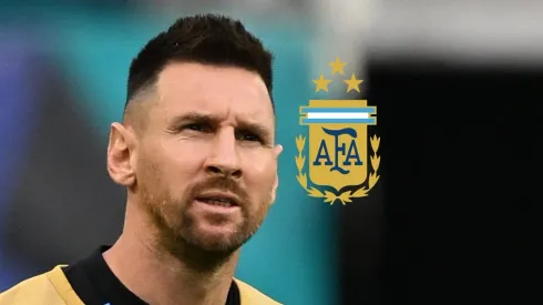 Messi y el escudo de la Selección Argentina.