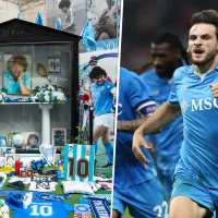 Khvicha Kvaratskhelia se despidió de Napoli rindiéndole un homenaje a Diego Maradona