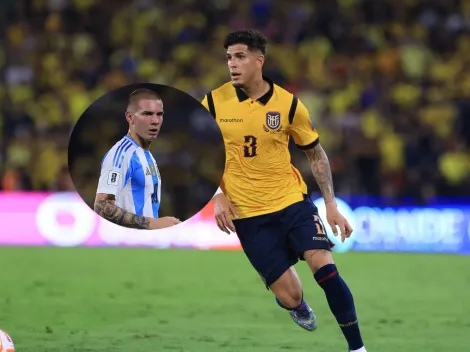 ¡No pudo hacer nada! Mastantuono intentó evadir a Piero Hincapié y así le fue