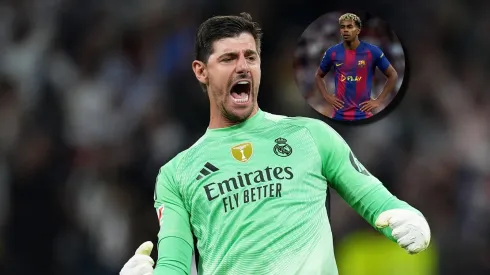 Courtois y su reflexión sobre los dardos de Lamine Yamal en la preva del Clásico.