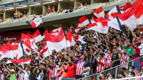 Zapopan, Jalisco, 26 de febrero de 2022. Aficion, durante el partido de la jornada 7 del torneo Grita Mexico Clausura 2022 de la Liga BBVA MX, entre las Chivas Rayadas del Guadalajara y el Club Puebla, celebrado en el estadio Akron. Foto: Imago7/ Fabian Meza